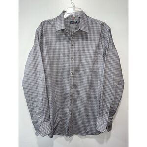 Van Heusen Men's Shirt Button Large 16-16.5 Gray Long Sleeve‎
